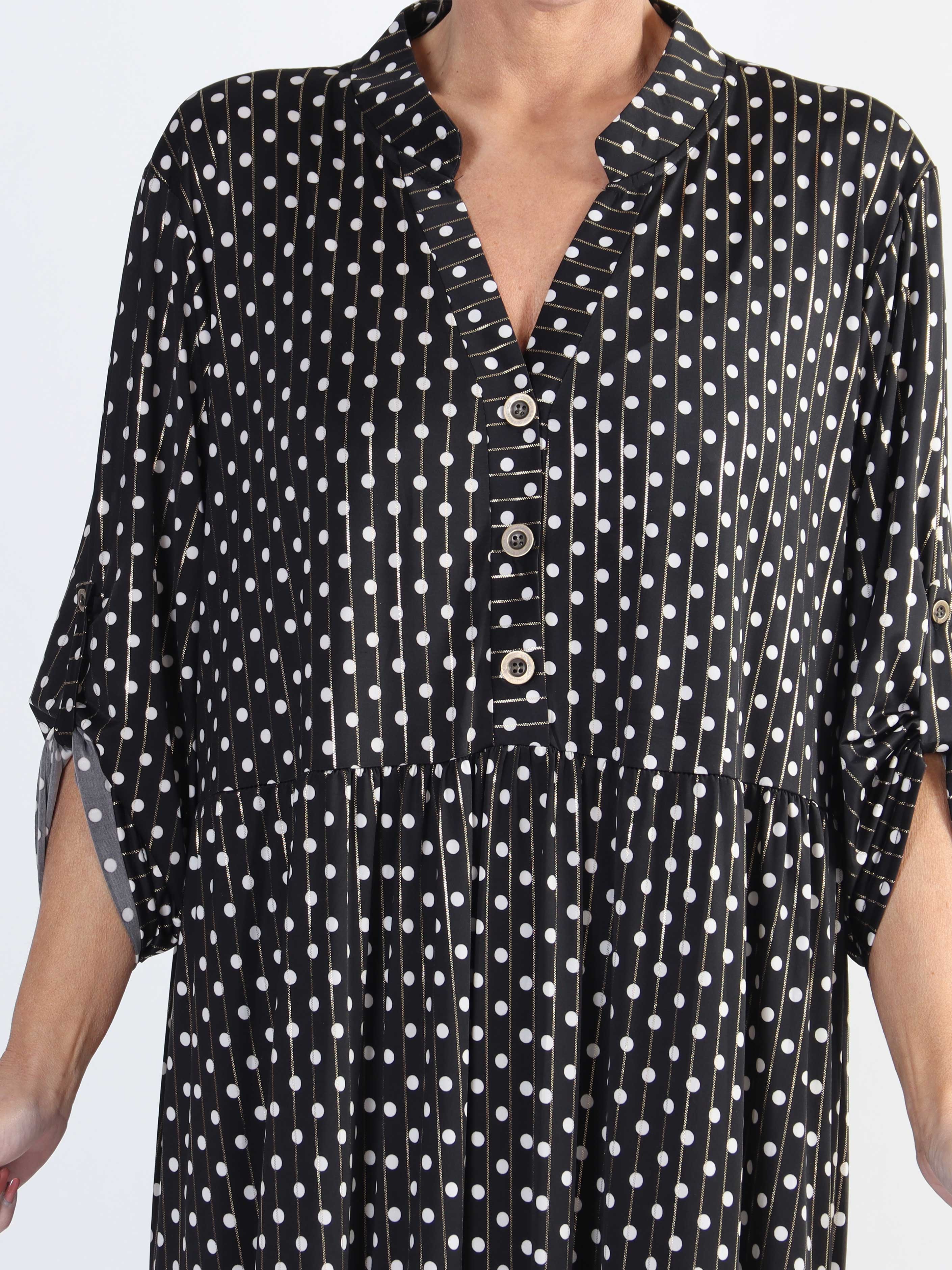 Milano Dot - Lång plus size-klänning med prickar och lager-på-lager-look - Red